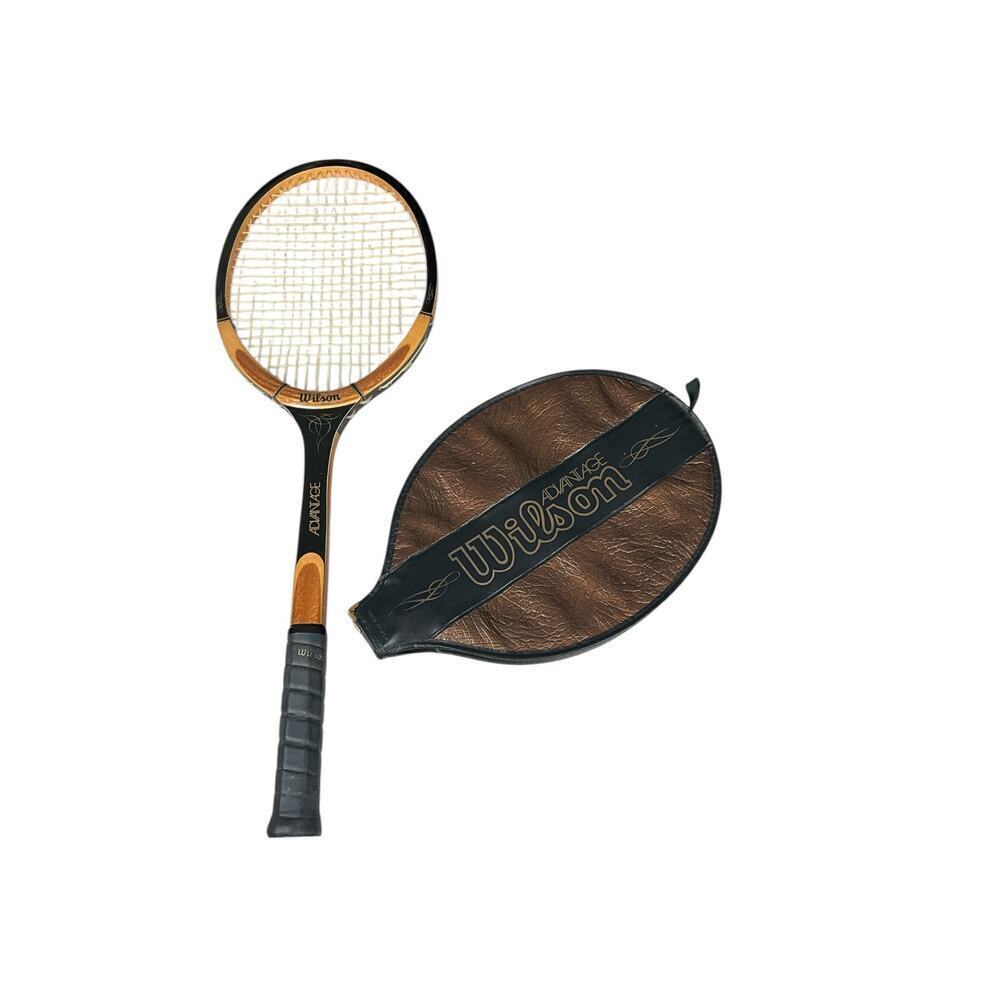 Vintage Wilson Advantage Wooden Tennis Racquet Original Cover 1970s Collectible